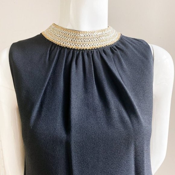 Vintage Pussy Cats by CArla Jane Black Wool Crepe 60s Mod Sheath Dress S - Picture 4 of 7